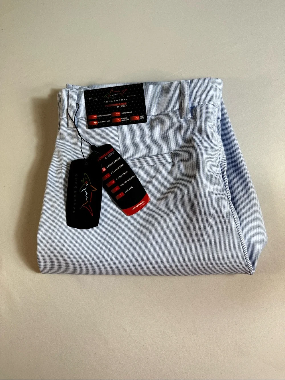 Greg Norman Performance Golf Pants 32x30 Blue White Stretch‎ NWT
